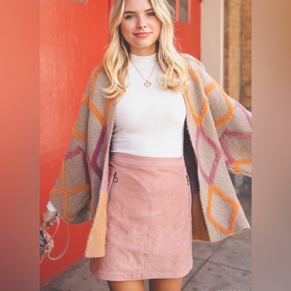 KORI Diamond Pattern Plush Coatigan Sweater - Picture 4 of 10